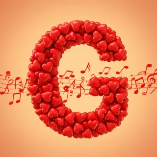 Red hearts — letter G (variant 2)