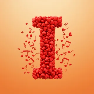 Red hearts — letter I