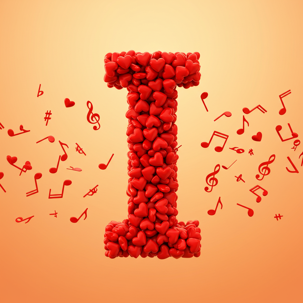 Red hearts — letter I (variant 2)