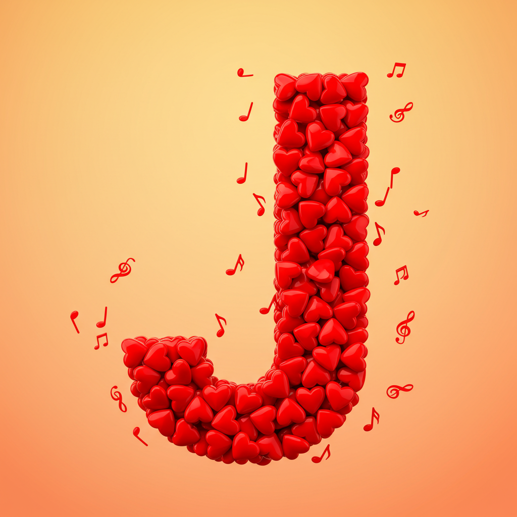 Red hearts — letter J