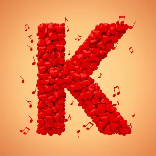 Red hearts — letter K