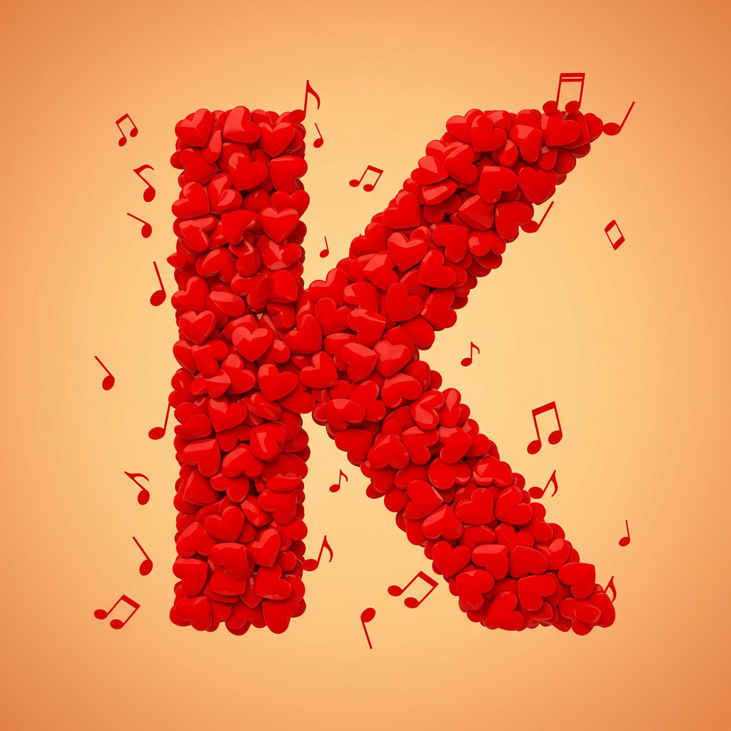 Red hearts — letter K