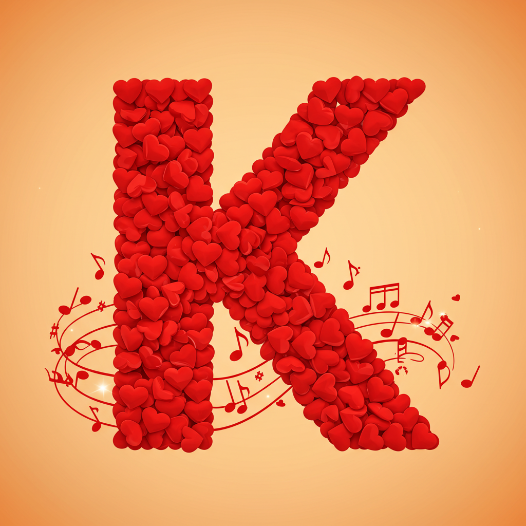 Red hearts — letter K (variant 2)