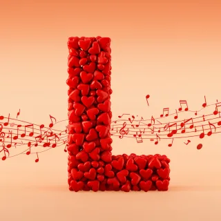 Red hearts — letter L