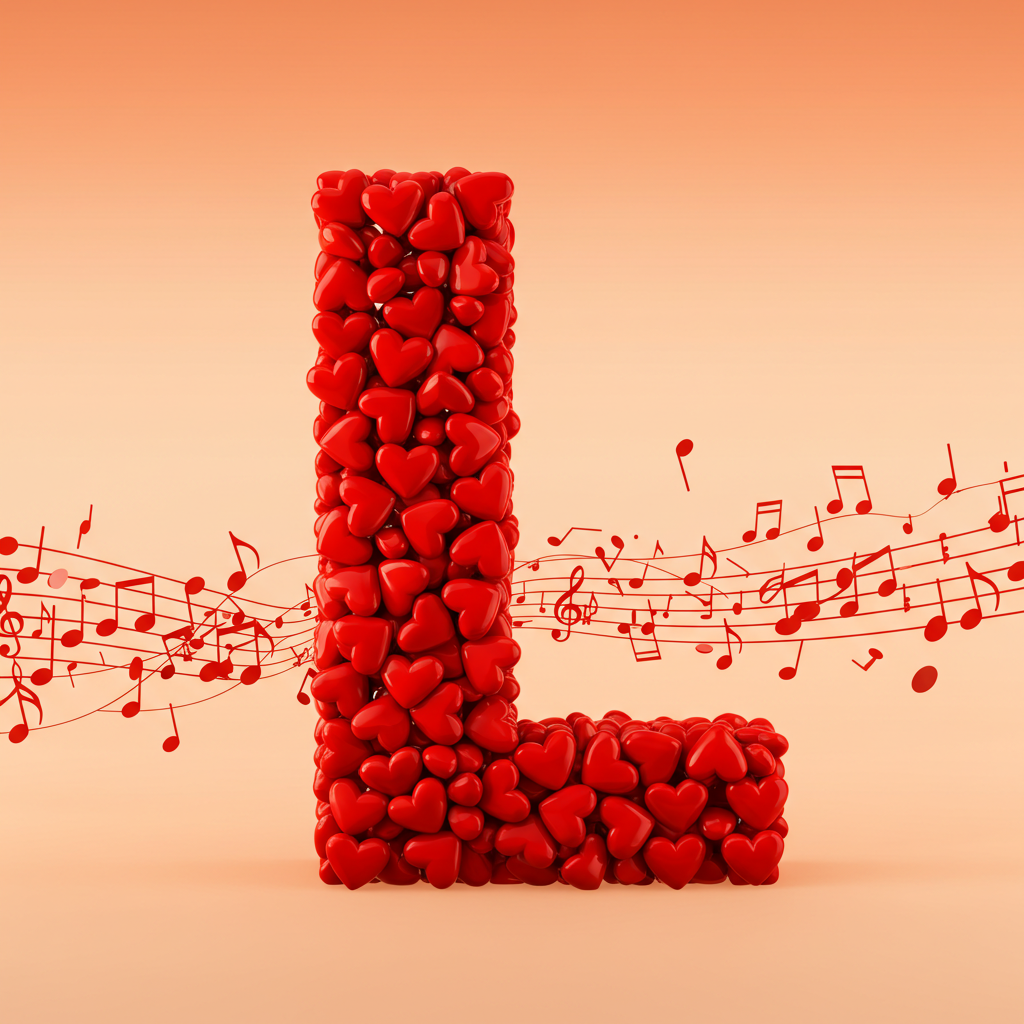 Red hearts — letter L