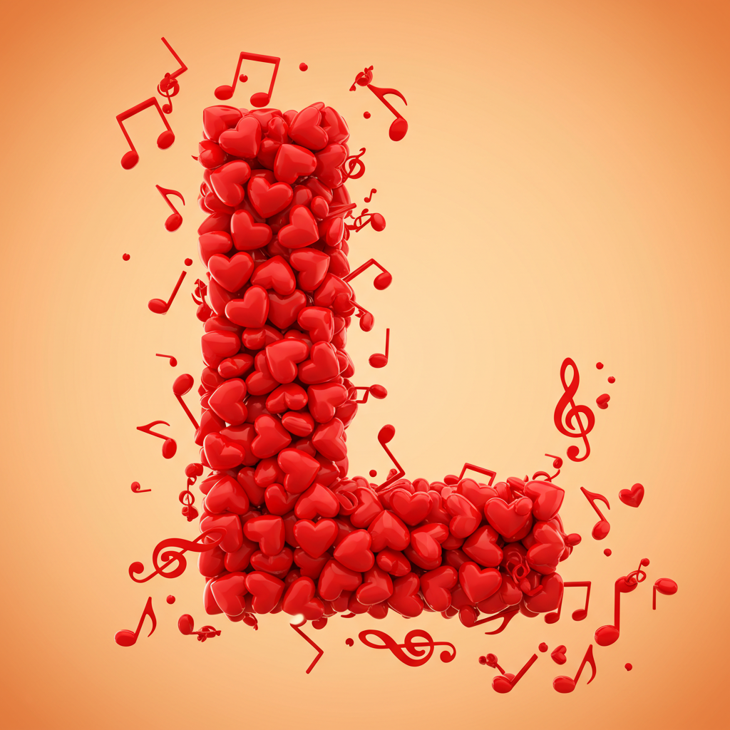 Red hearts — letter L (variant 2)
