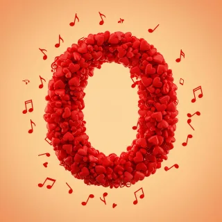 Red hearts — letter O