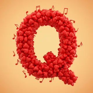 Red hearts — letter Q