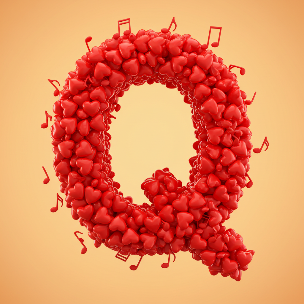 Red hearts — letter Q