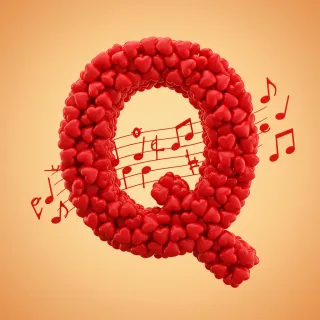 Red hearts — letter Q (variant 2)