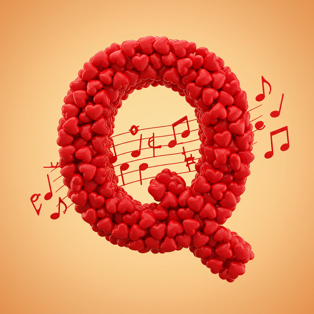 Red hearts — letter Q (variant 2)