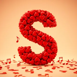 Red hearts — letter S (variant 2)