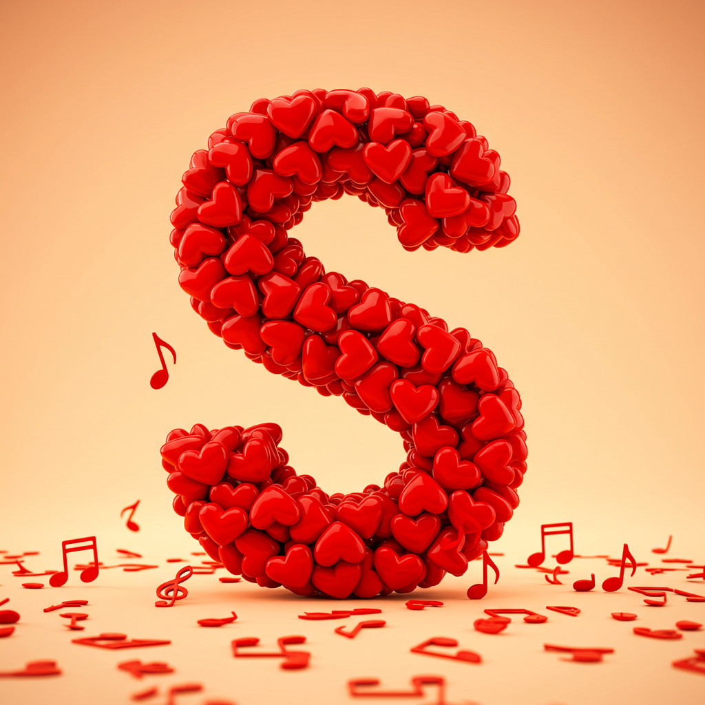 Red hearts — letter S (variant 2)