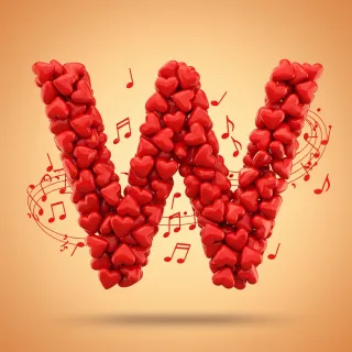 Red hearts — letter W (variant 2)