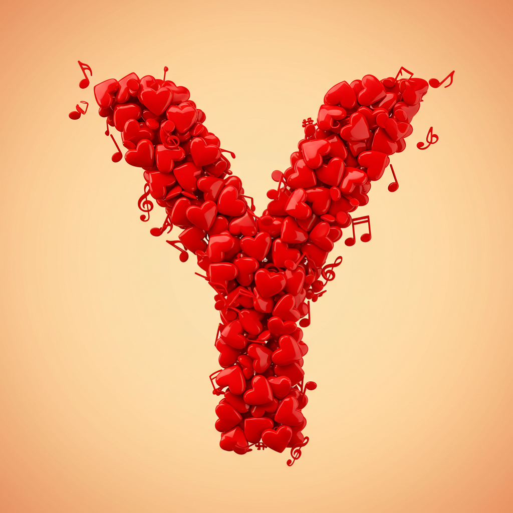 Red hearts — letter Y