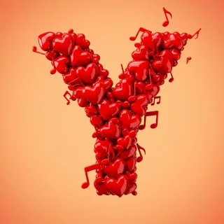 Red hearts — letter Y (variant 2)