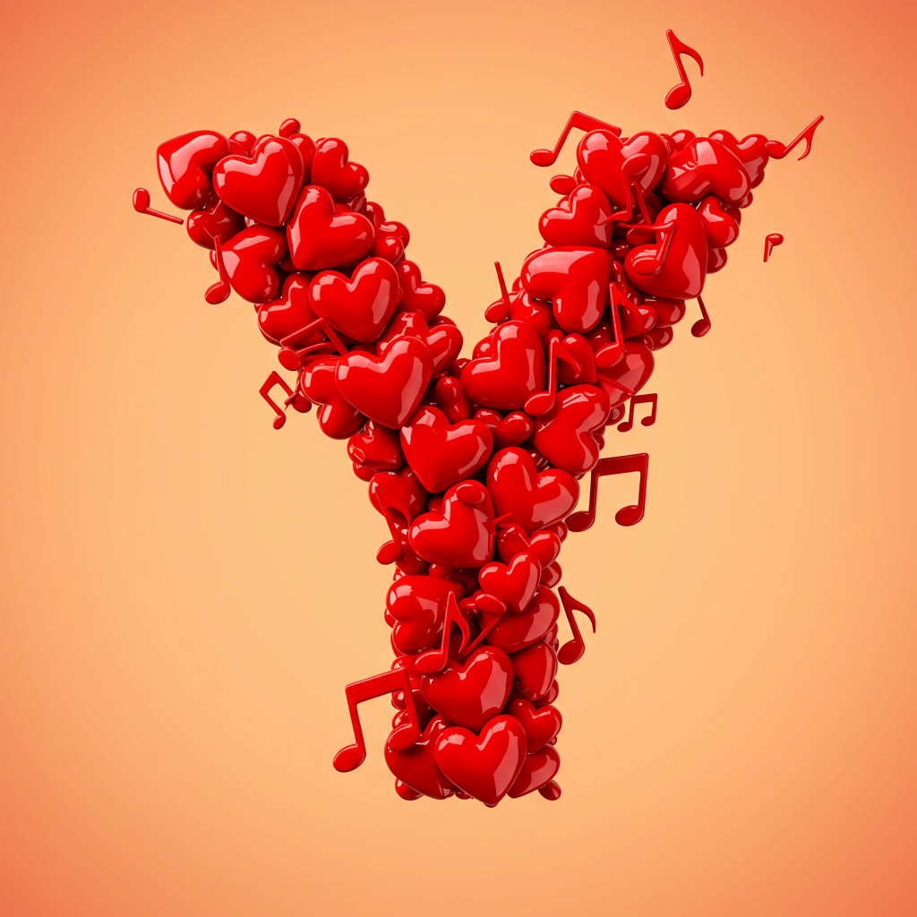 Red hearts — letter Y (variant 2)