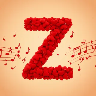 Red hearts — letter Z (variant 2)
