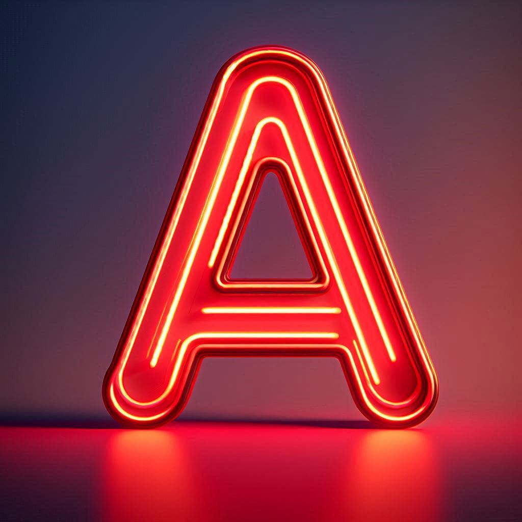 Red neon — letter A