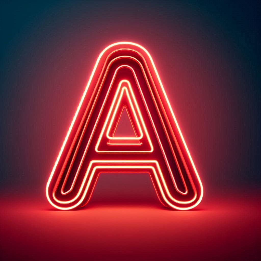 Red neon — letter A (variant 2)