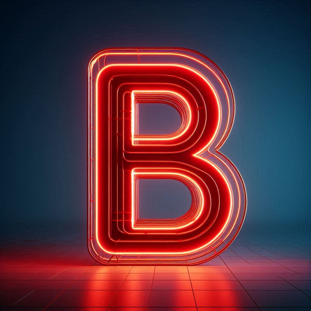 Red neon — letter B (variant 2)