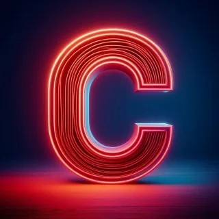 Red neon — letter C (variant 2)