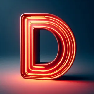 Red neon — letter D