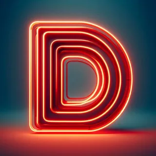 Red neon — letter D (variant 2)