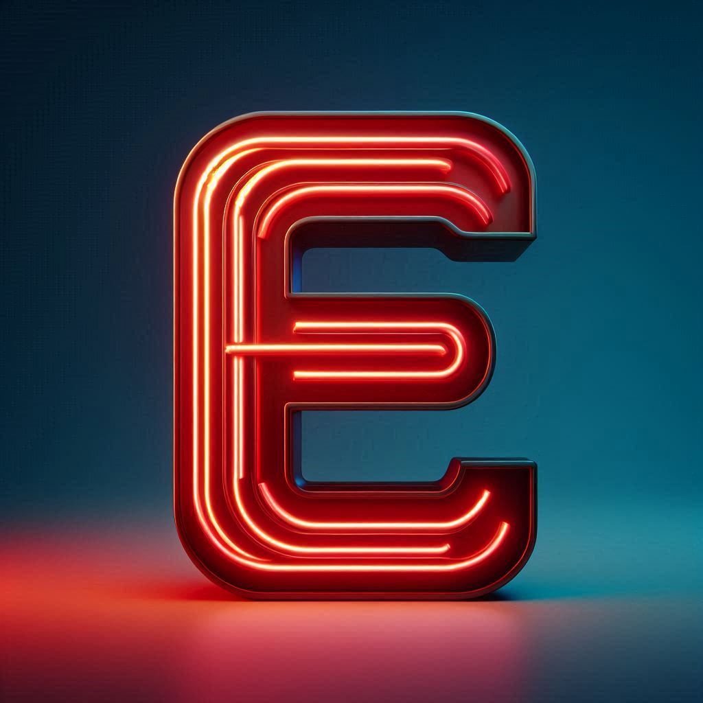 Red neon — letter E