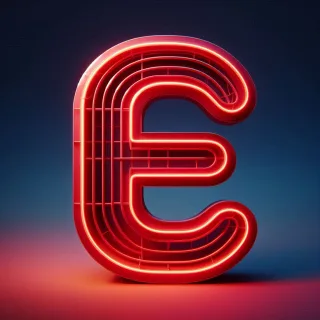 Red neon — letter E (variant 2)