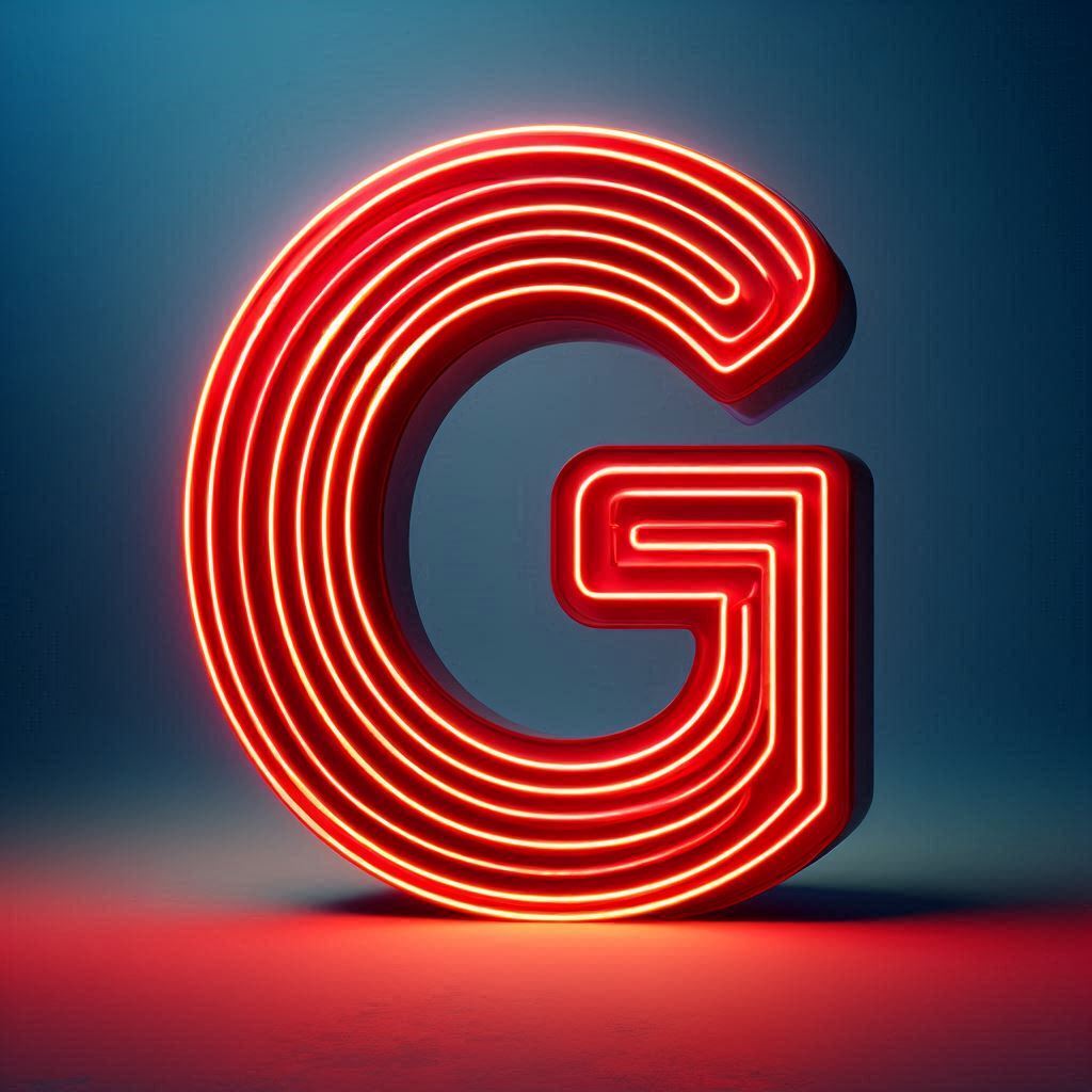 Red neon — letter G (variant 2)