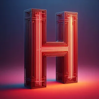 Red neon — letter H (variant 2)