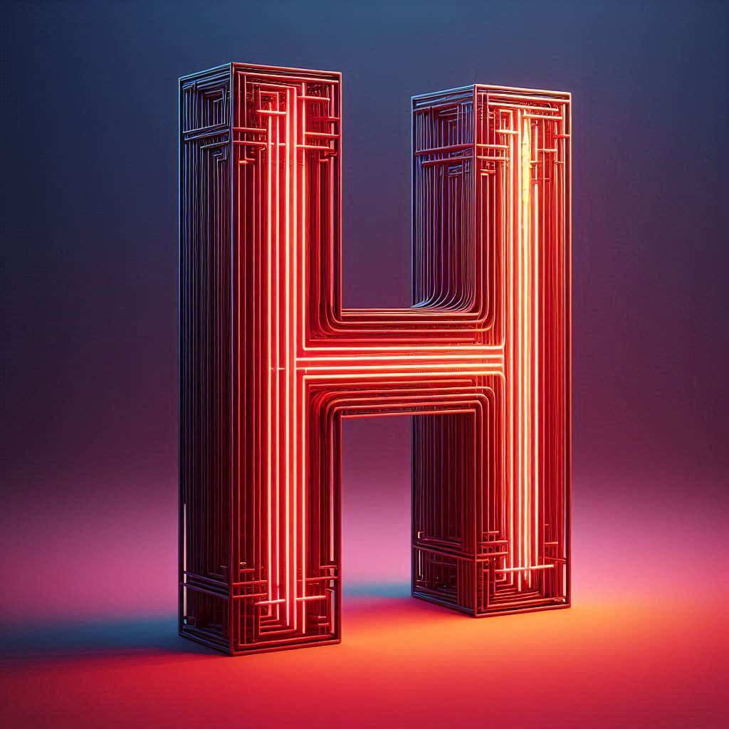 Red neon — letter H (variant 2)
