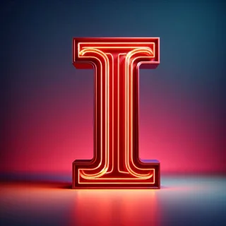 Red neon — letter I