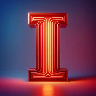 Red neon — letter I (variant 2)