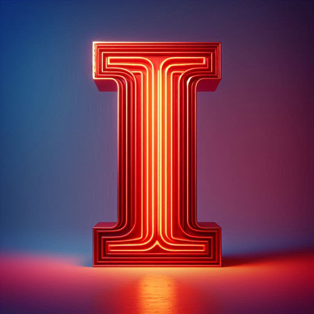 Red neon — letter I (variant 2)
