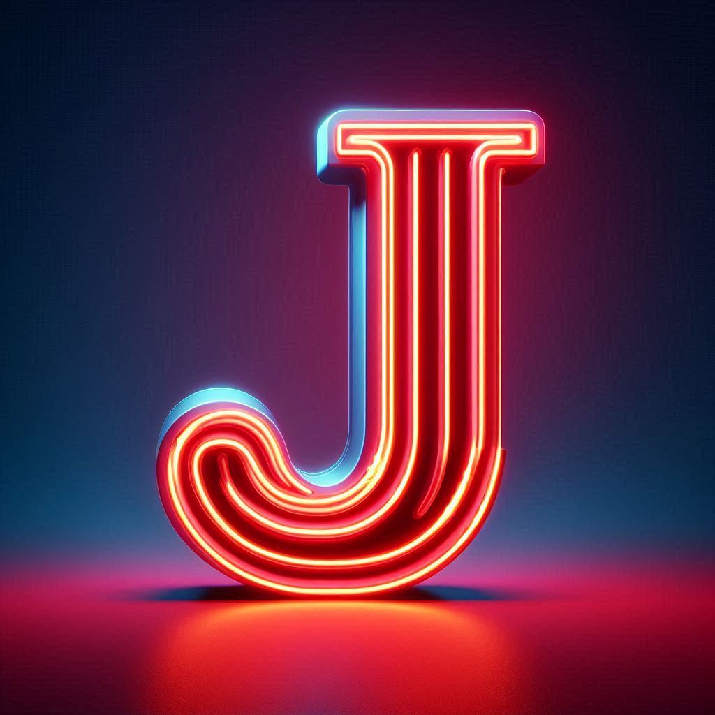 Red neon — letter J