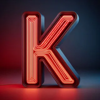 Red neon — letter K (variant 2)