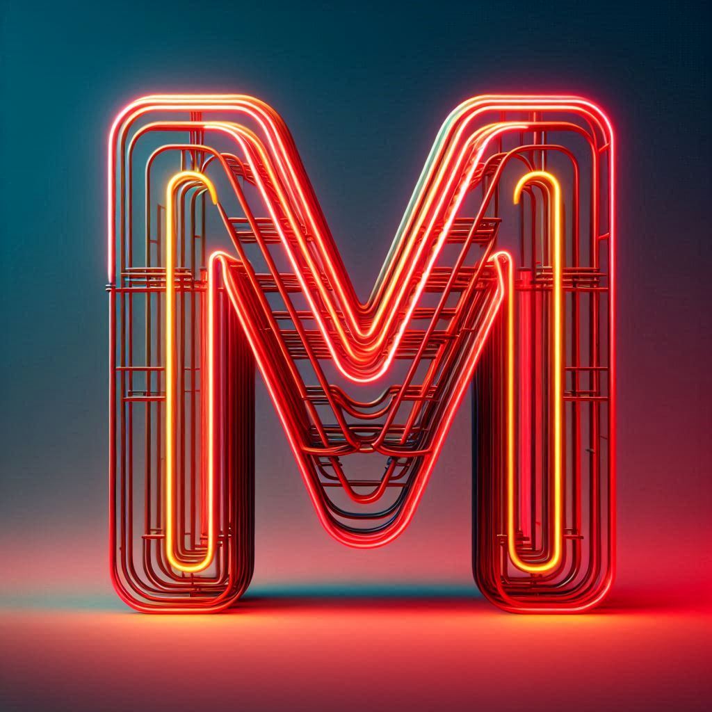 Red neon — letter M (variant 2)