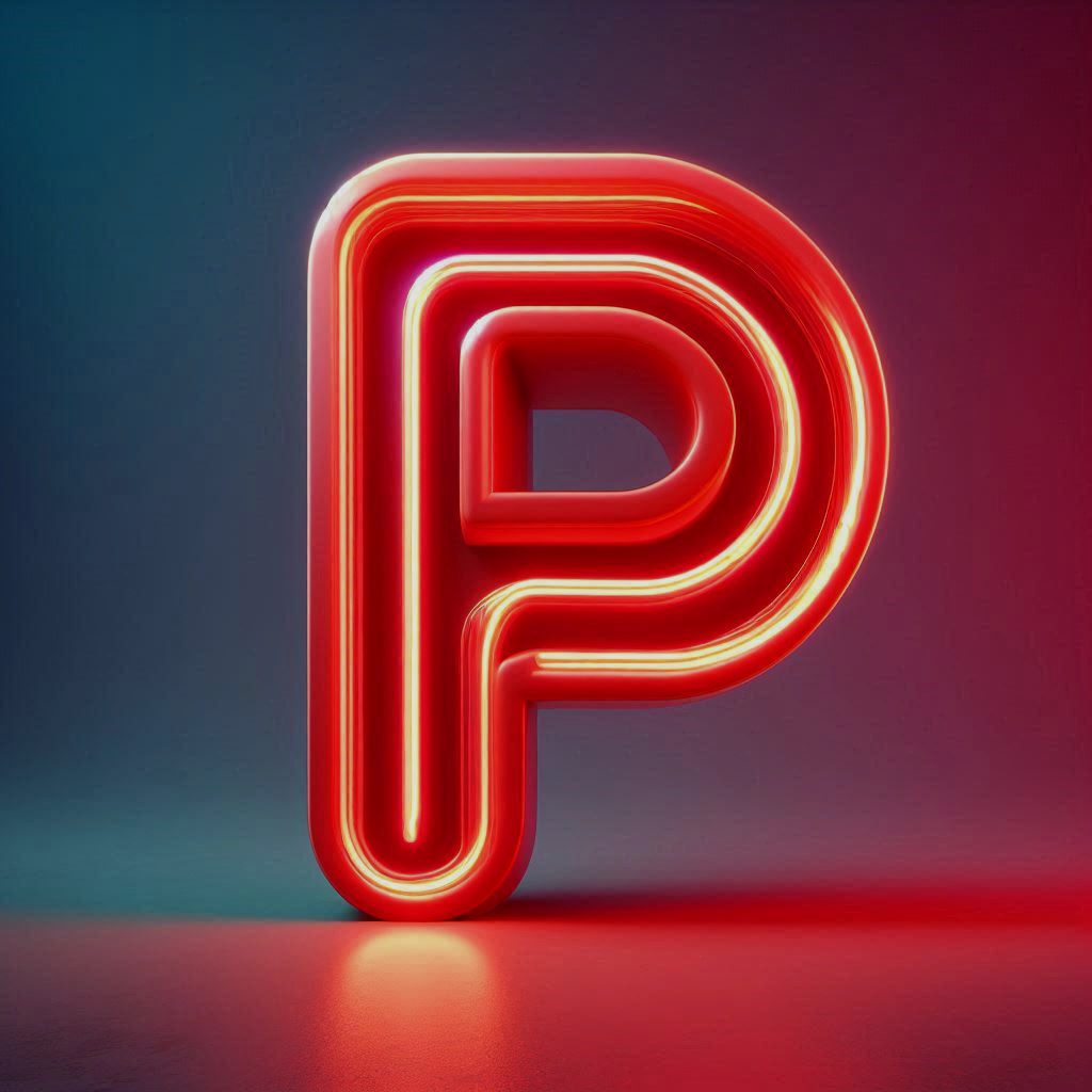 Red neon — letter P (variant 2)