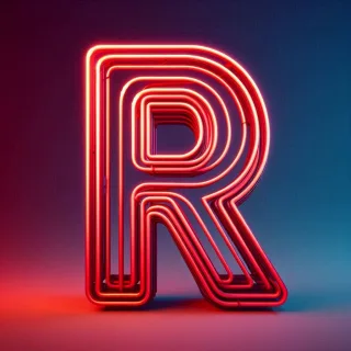 Red neon — letter R (variant 2)