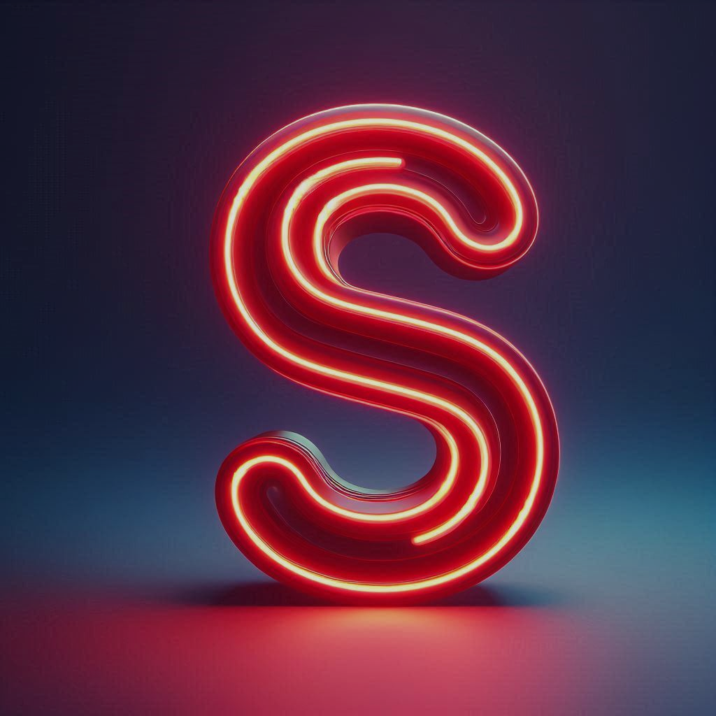 Red neon — letter S (variant 2)