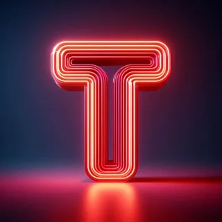 Red neon — letter T