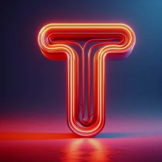 Red neon — letter T (variant 2)
