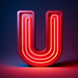 Red neon — letter U