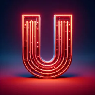 Red neon — letter U (variant 2)