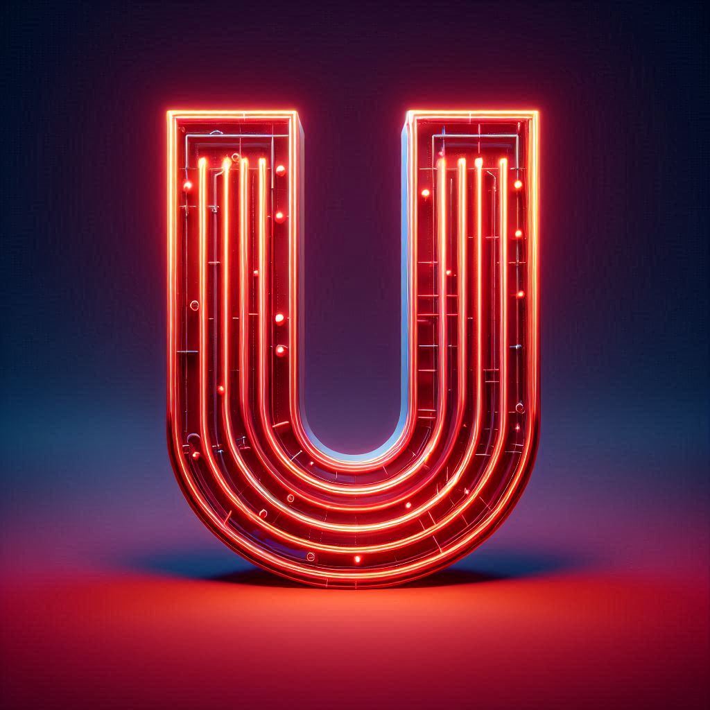 Red neon — letter U (variant 2)