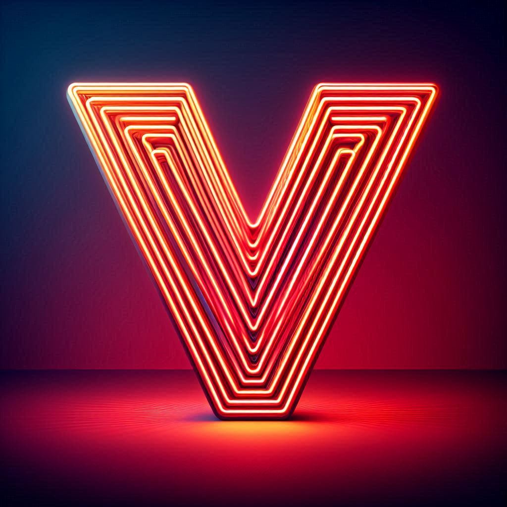 Red neon — letter V