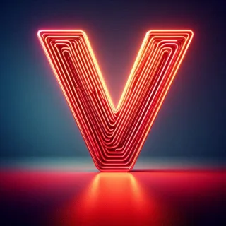 Red neon — letter V (variant 2)