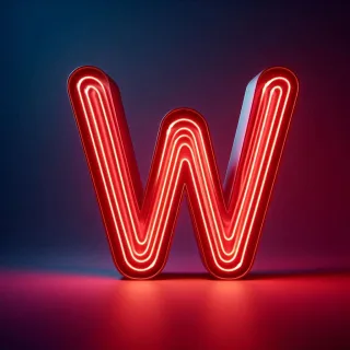 Red neon — letter W
